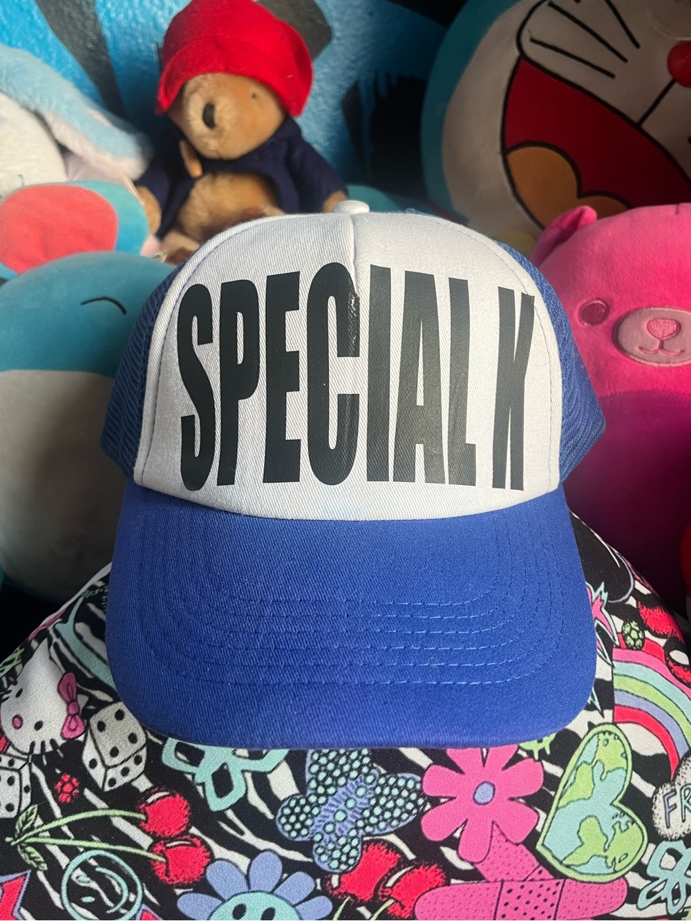 SPECIAL K blue trucker cap
